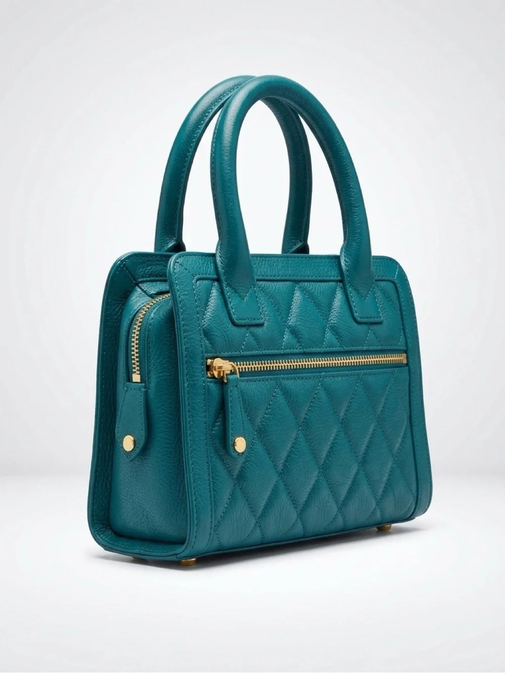 NWT Vera Bradley Stella Teal Quilted Leather Top Handle Handbag